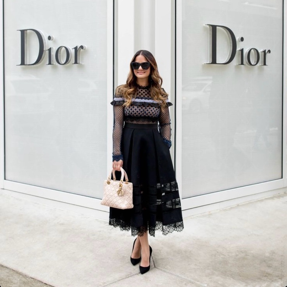 🖤 Self-Portrait Bellis Lace Trim Midi Dress – Authentic